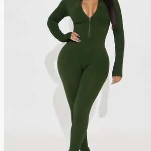 Fashion Nova Deep Green Jumpsuit